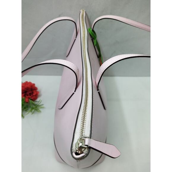 Kate Spade New York Light Pink Leather Double Handle Zipper Closure Tote Bag - Picture 9 of 16